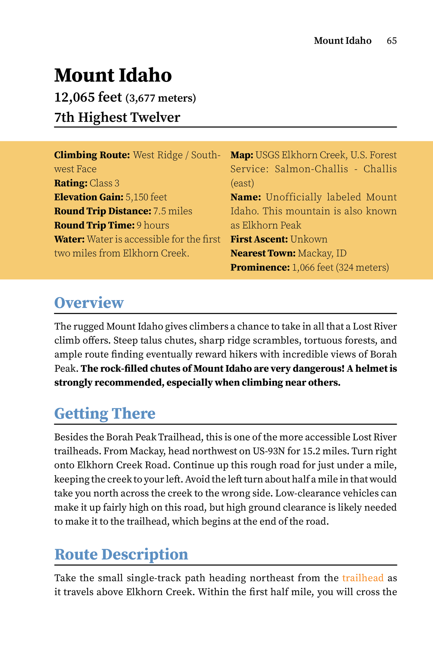 Idaho Twelvers: A Hiking Guide For Idaho's Nine Peaks Over 12,000 Feet